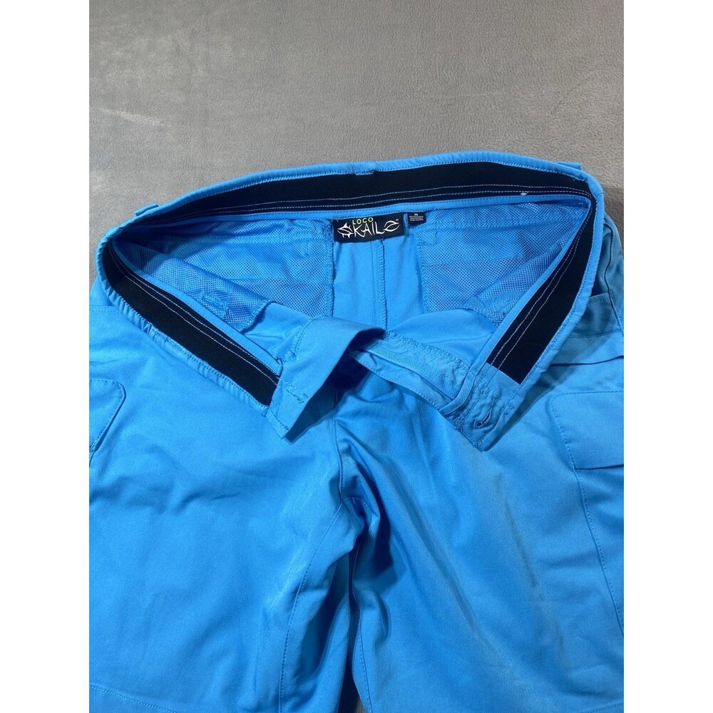 Loco Skail Blue Fishing Cargo Shorts Mens 36 Stretch Performance Zipper Pocket - Picture 8 of 12